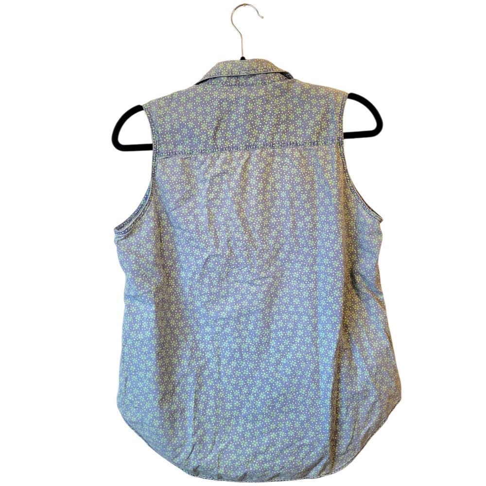 Vintage Y2K Guess Women's Light Blue Chambray Floral Top Size L - Picture 2 of 6